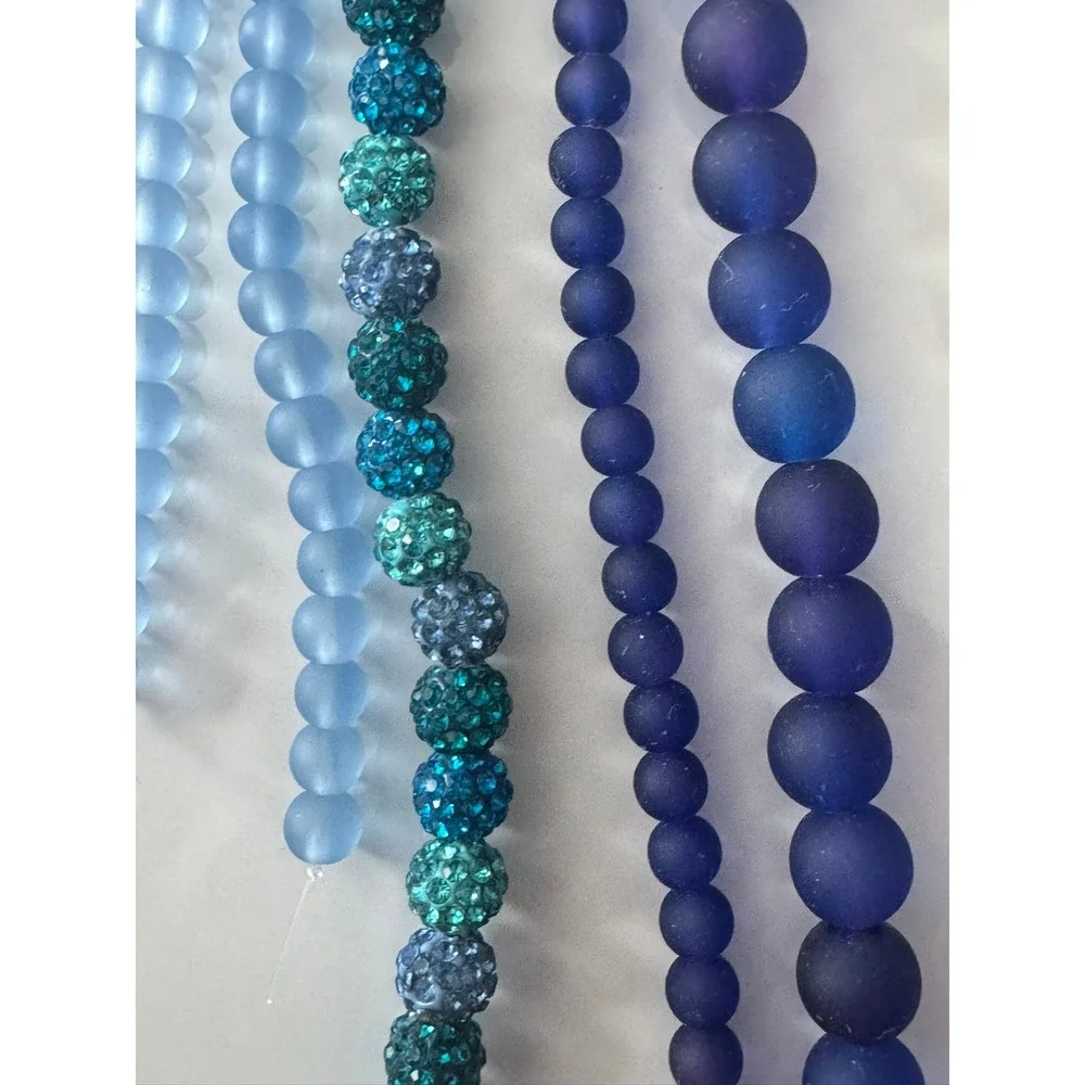 Color Gallery Bead Treasures Blue Teal Rhinestone‎ Frosted Acrylic Bead Strands